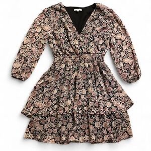 Chic Floral V-Neck Kids Dress